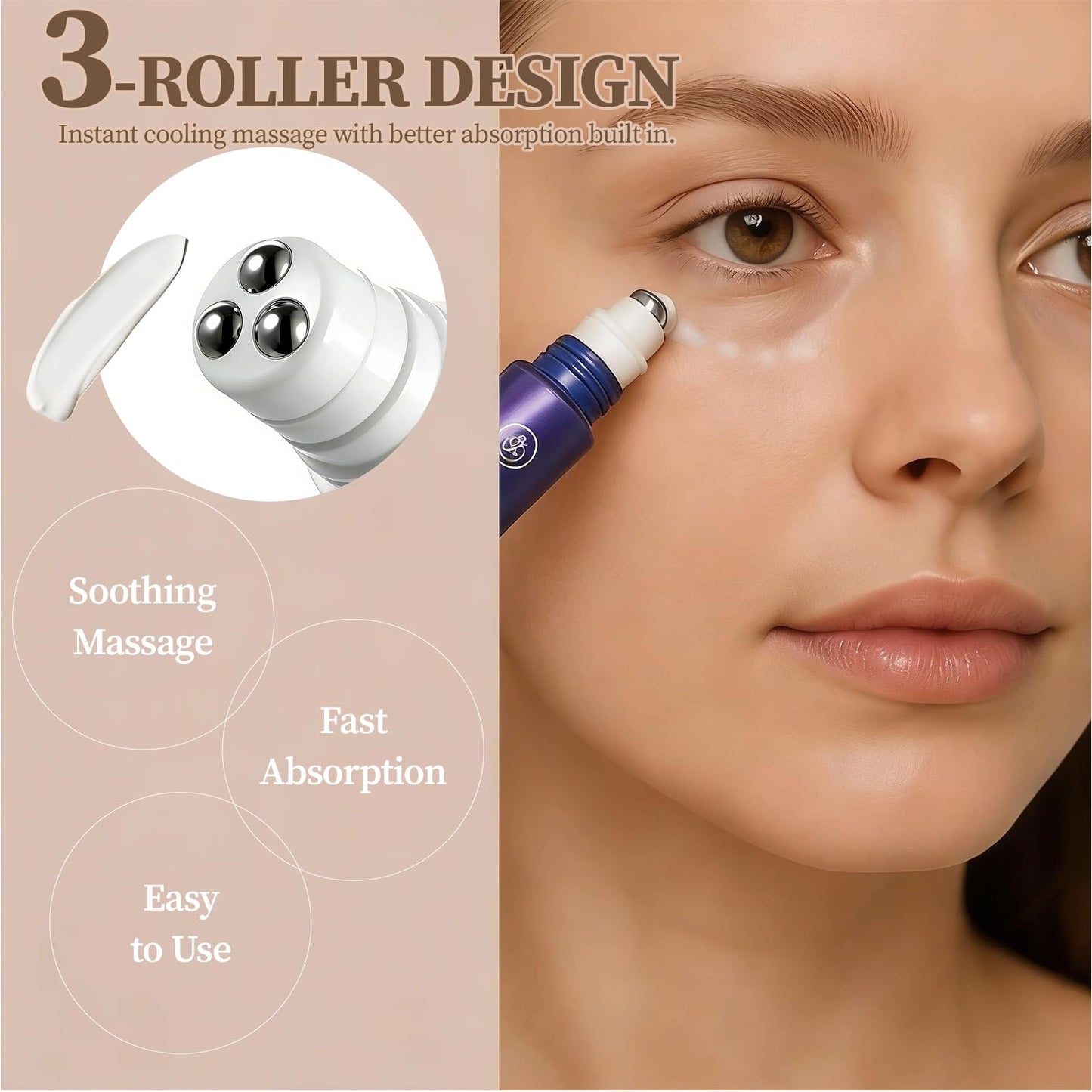 MEDB Youth X2 Eye Cream – Korean Skincare with Peptides & Cooling Triple Roller for Hydrated, Refreshed Eyes – 30ml / 1.01 fl oz