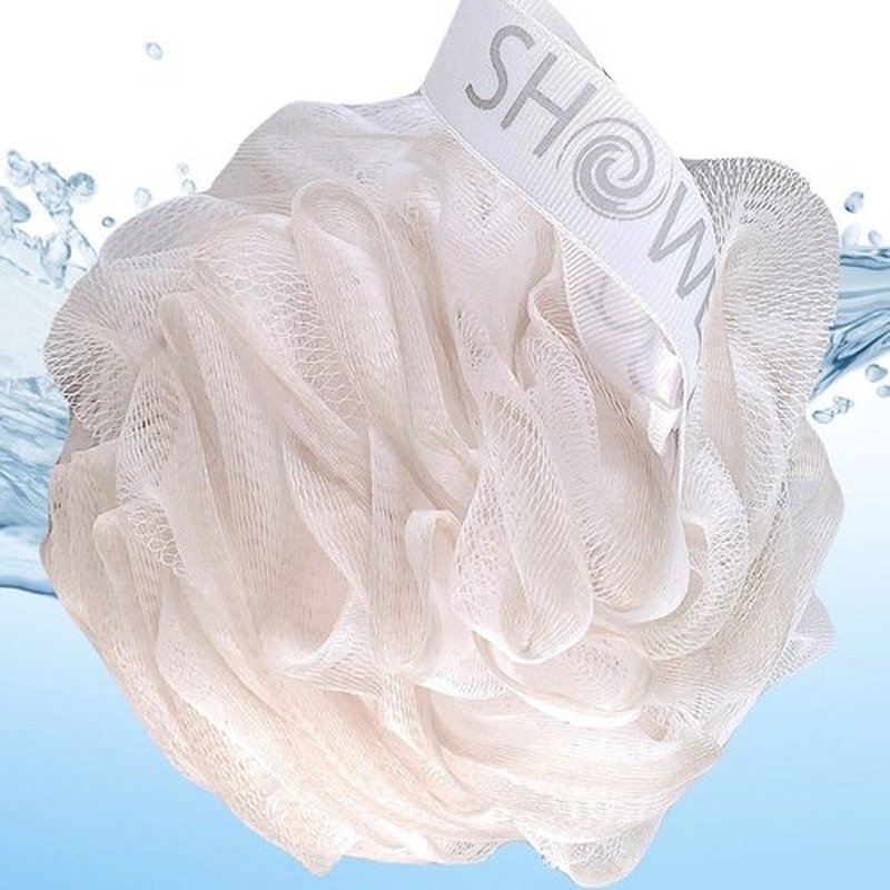 SHOWER BOUQUET Loofah-Bath-Sponge XL-75g-Soft-Set 4-Pack-Pastel-Colors - Extra-Large Mesh Pouf Scrubber for Men and Women - Exfoliate with Big Lathering Cleanse