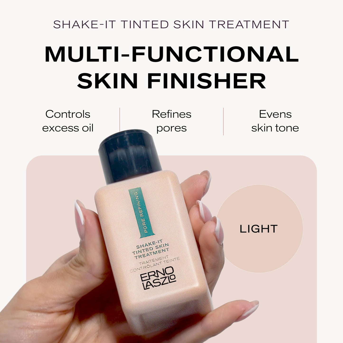 Erno Laszlo Shake-It Tinted Skin Treatment, Light Face Tint for Fair Complexions, Beautiful Skin Tone, Controls Oil, Natural Matte Finish (3 Fl Oz)