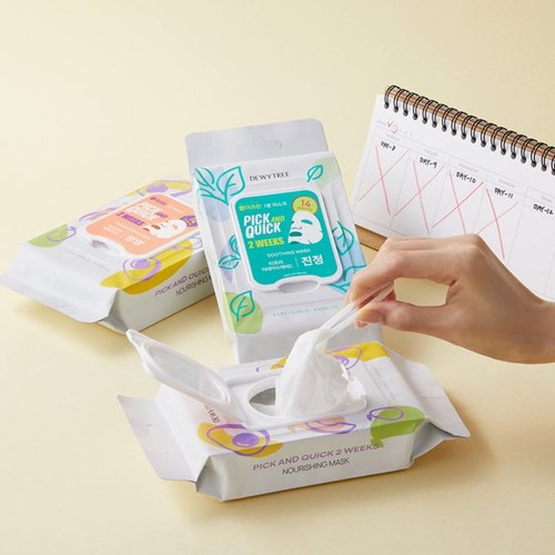 DEWYTREE Pick and Quick 2 Weeks Soothing Mask 14 Sheets | Calming Face Masks Beauty Sheet Set | Moisturizing Face Mask Skincare Sheet | Hydrating Beauty Face Mask | Sensitive Skin - Tea Tree Face Mask