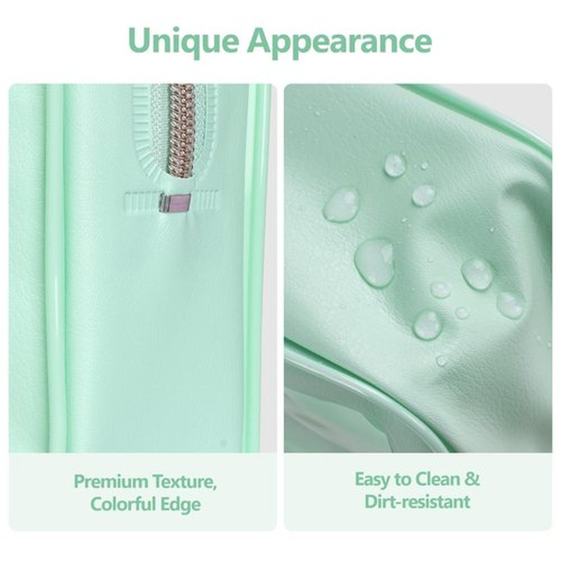 PACKISM TSA Approved Toiletry Bag - Light Green Turtle Leaves Print Clear Shell Bag and Upgrade Color-Edged Clear Toiletry Bags, Perfect for On the Go or Travel, Lightweight and Robust, 2 Pack