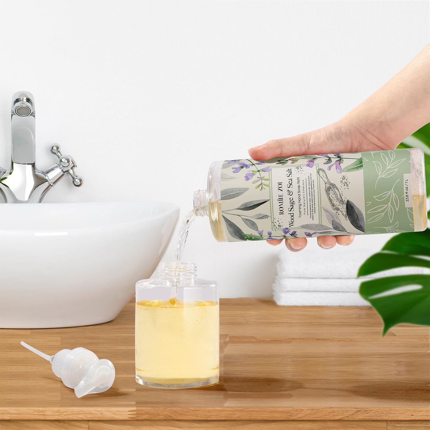 ROMIIE ZOI Foaming Hand Soap Refill, Wood Sage & Sea Salt, Gentle & Moisturizing Formula, 1 L/ 33.8 FL OZ