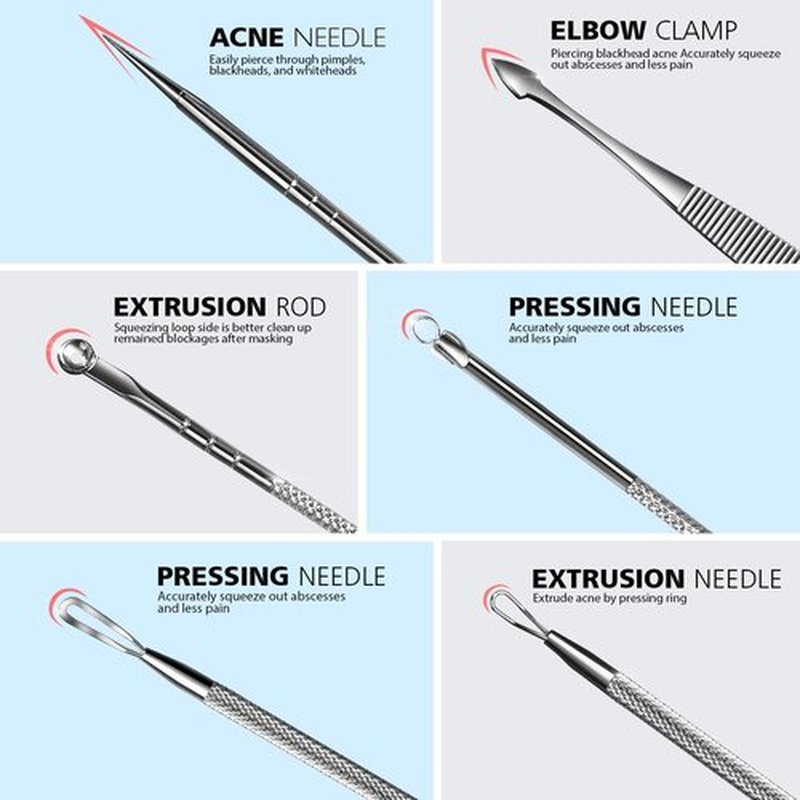 Teenitor 7 in 1 Pimple Popper Tool Kit Blackhead Remover Tools Blackhead Extractor, Pimple Extractor Pimple Popper Tool Zit Popper Tool Acne Tools Comedone Extractor Black Head Remover for Face
