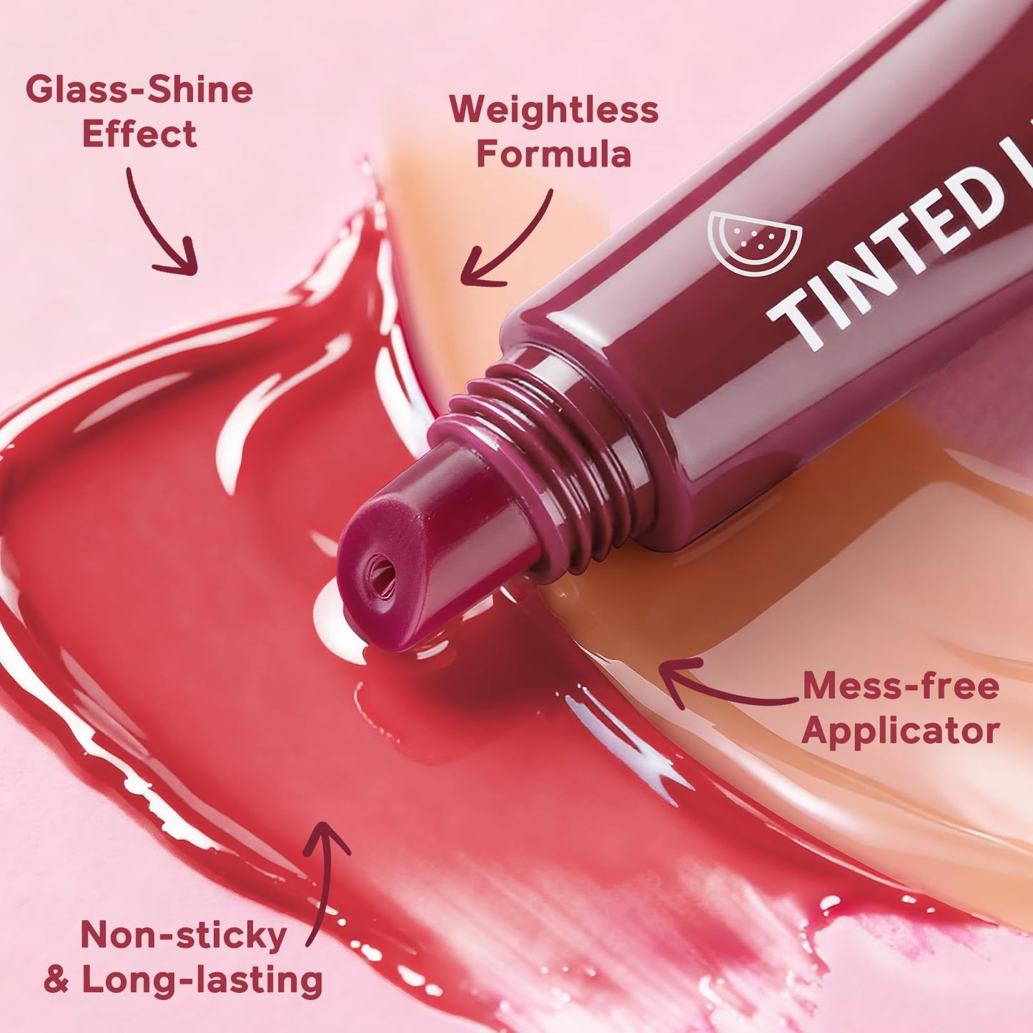 Color Nymph Tinted Lip Gloss Duo, Nourishing Lip Balm Set with Shea Butter & Vitamin E, Non-Sticky Intense Hydrating Lipgloss for Dry Lips, Sheer Tint | Vegan & Cruelty-free, #02 Watermelon & Mint