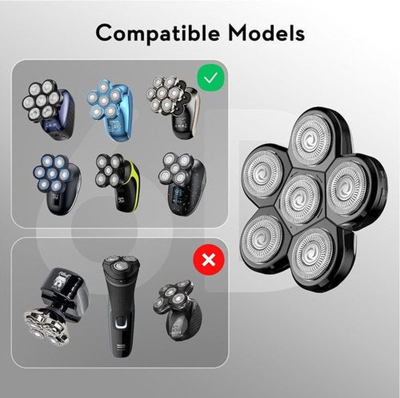 Head Shaver Replacement Heads, Kibiy 6 Blades Replacement Head, Bald Shaver Replacement Head, Replacement Shaver Head, Shaver Heads Replacement (#2)