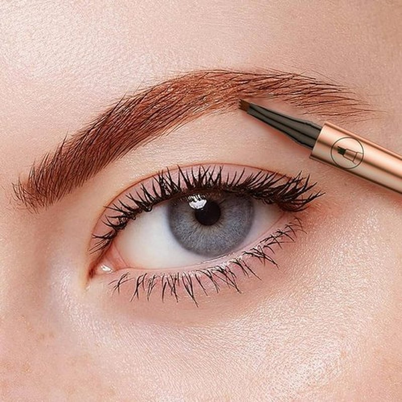 2024 New 3D Microblading Eyebrow Pencil,Waterproof Microblading Eyebrow Pen,4 Tip Eye Brow Pen, Long-lasting Natural Makeup Fine Stroke Magic Eyebrow Pencil Stay on All Day (Light Brown)