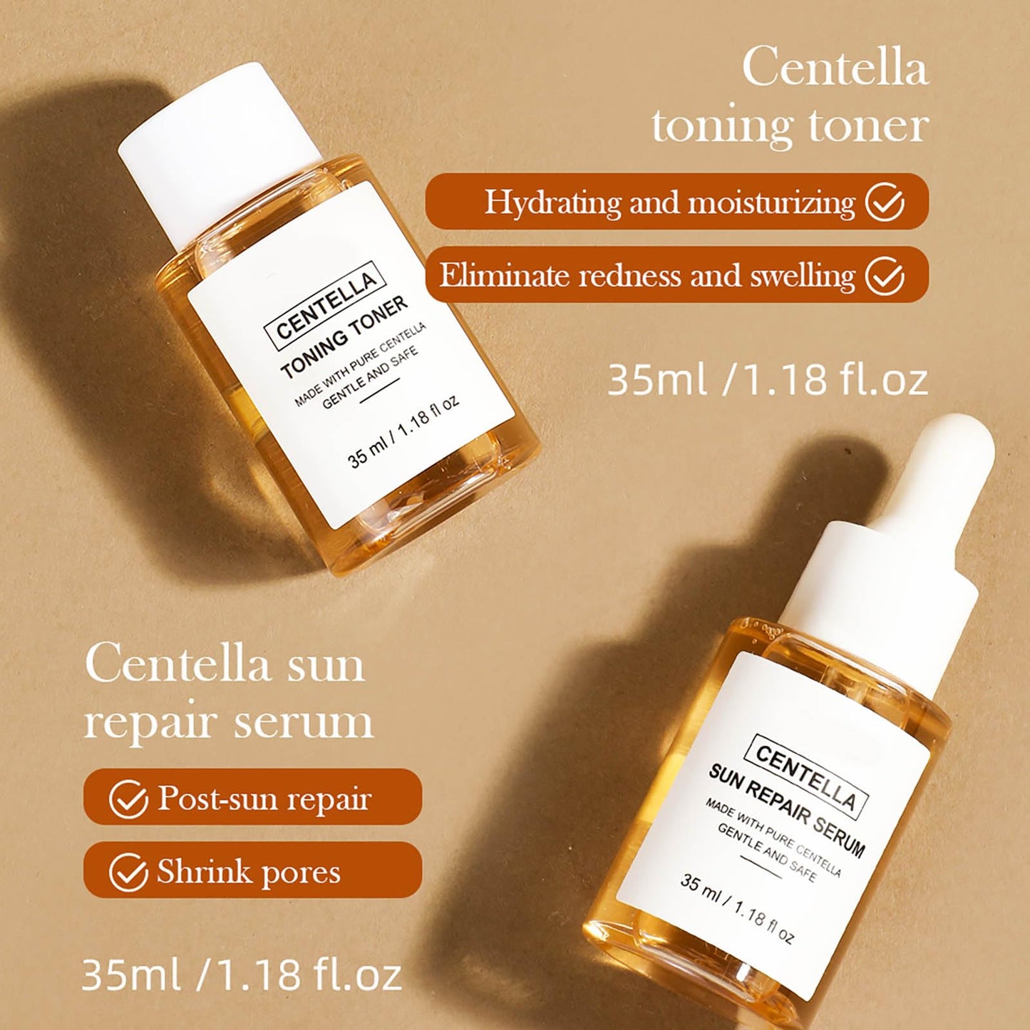 Centella Travel Kit, Toner, Sun Repair Serum, Soothing Cream, Cleansing Oil, Acne Cleansing Foam, Basic Mini Size Skin Care Kit Box & Gift Set for Women, Stocking Stuffers