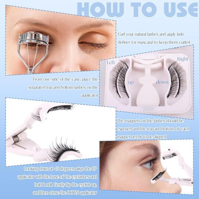 Magnetic Eyelashes Natural Cat Eye Lashes Magnetic Eyelashes Fox Eye Magnetic Lashes Double Sided No Glue Lashes Wispy Eyelashes with Magnetic Applicator