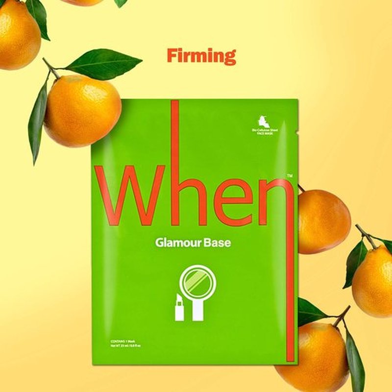 Firming Bio-Cellulose Facial Sheet Mask - When Glamour Base Face Premium Korean Skincare Collagen Promote Smoothing Elasticity Improving Fine Lines Wrinkles Reduce (12 pcs set)