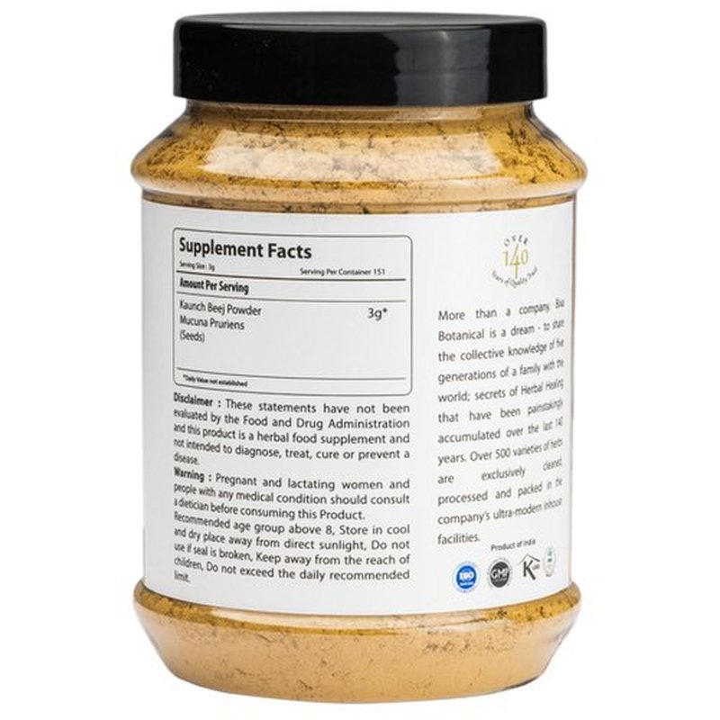 bixa BOTANICAL Mucuna Pruriens Powder (Velvet Bean Powder/Kapikacchu/Kaunch Beej) Ayurvedic Herbal Supplement ǀ Energy Booster | 1 Pound / 16 OZ | Gluten Free, Non-GMO, Steam Sterlized, Vegan,