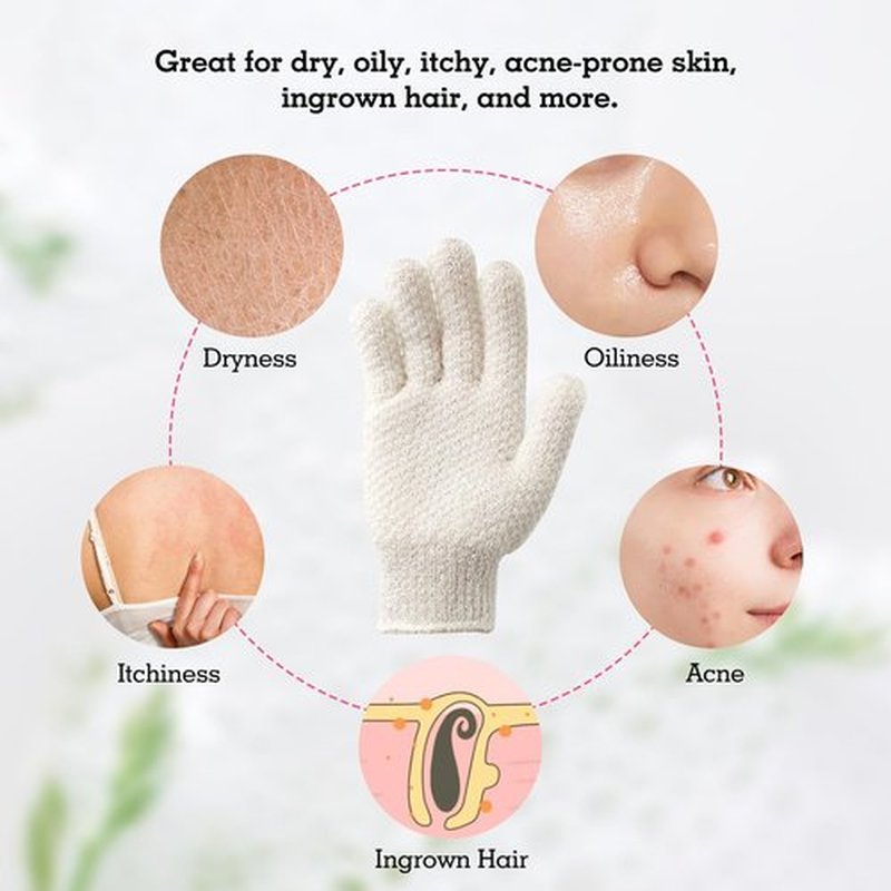 Evridwear Exfoliating Gloves for Shower, 100% Nylon Thick Soft Medium Heavy Bathing Gloves Dead Skin Remover Body Scrubber Smooth Skin with Hang Loop, 3 Pairs Light White