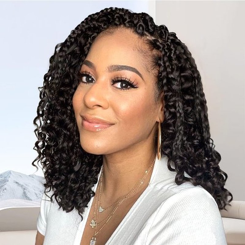 Fulcrum Goddess Box Braids Crochet Hair 12 Inch, 9 Packs Box Braids Crochet Hair for Women, Crochet Braids with Curly Ends (12Inch, 4#)