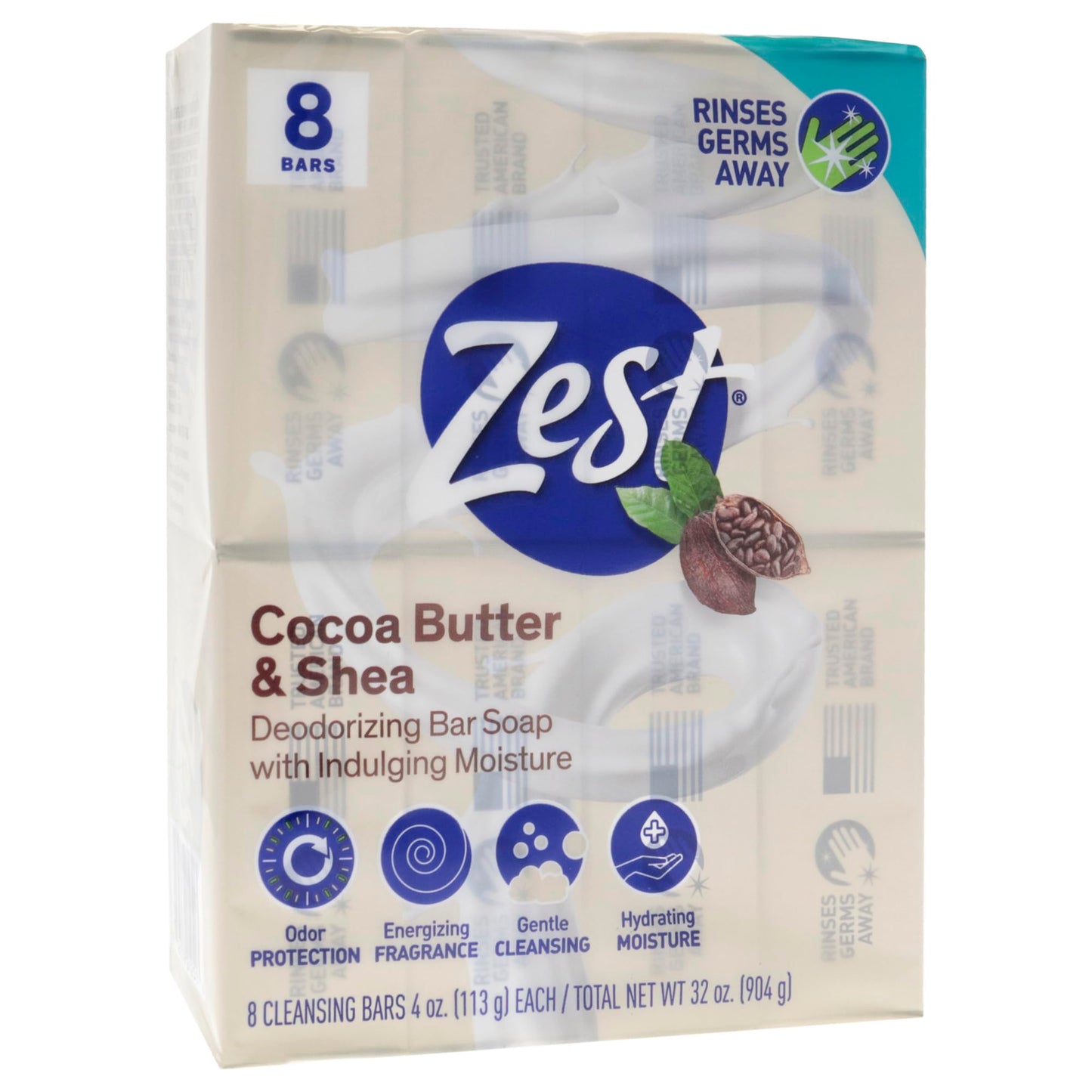 Zest Bar Soap -Enriched With Cocoa Butter And Shea for Ultra Moisturizing Cleansing - Leaves Your Body Feeling Silky Smooth And Deeply Moisturized (Pack of 48)