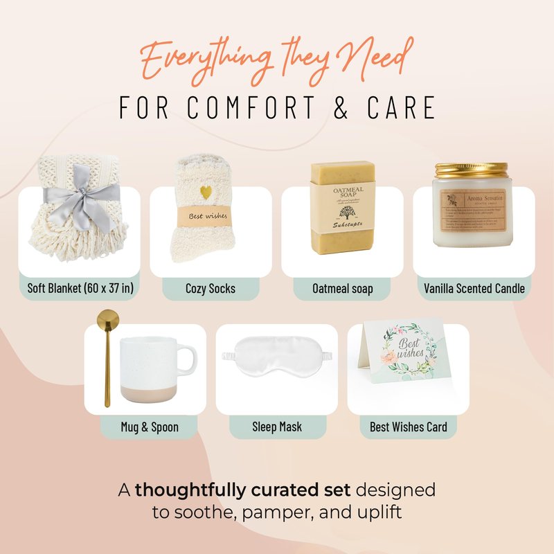 Get Well Soon Gift Basket for Women | Self Care Gift Care Package | Thinking of you Birthday Gifts for Mom, Friend, Sister | After Surgery, Sympathy Gift for Loss of Loved one