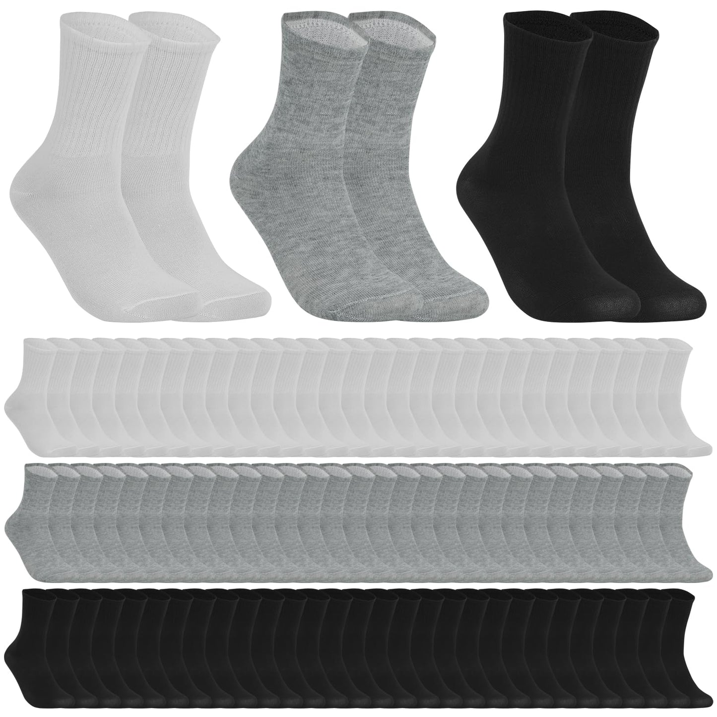 120 Pairs Crew Socks Bulk Athletic Sport Casual Boot Breathable Long Socks for Men Women Unisex