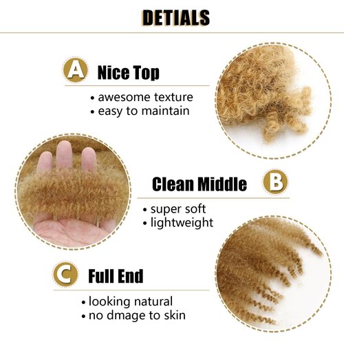 VCEOW 6 Packs #27 Springy Afro Twist Hair 16 Inch VCEOW Pre-Separated Marely Twist Crochet Braiding Hair Soft Pre-fluffed Spring Twist Synthetic Wrapping Hair Extensions