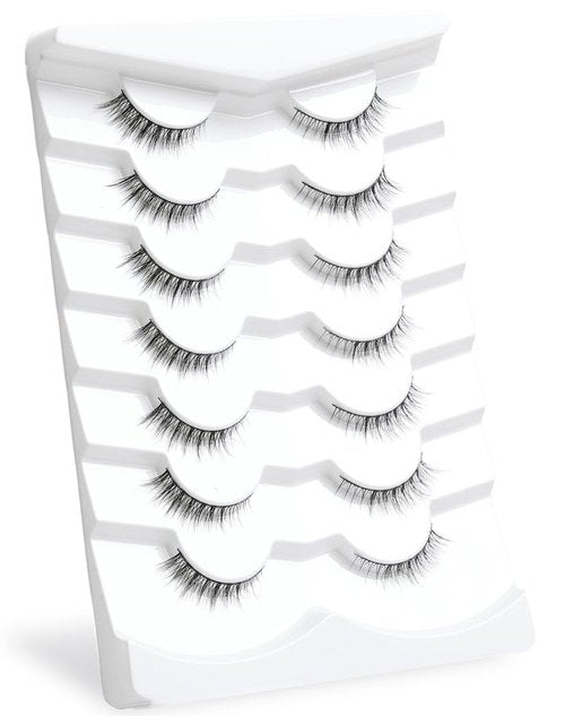 Onlyall Natural Lashes Wispy Lashes Natural Look False Eyelashes Natural Flared Eyelashes False Eye Lashes Soft Fluffy Lashes 7 Pairs HF50-Short Lashes