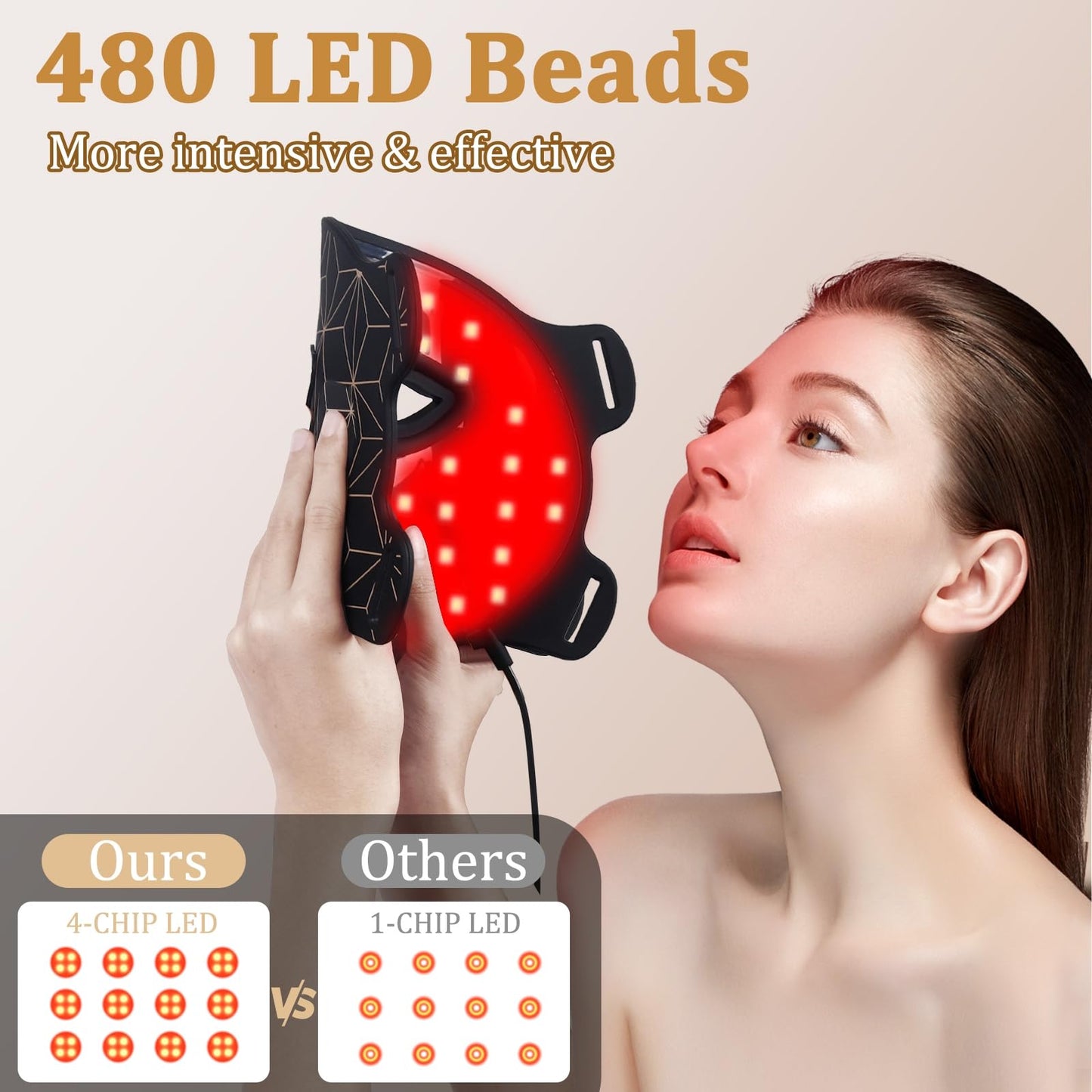 biuufish Red Light Therapy Mask, 8 Colors LED Face Mask 850nm NIR 3000mAh