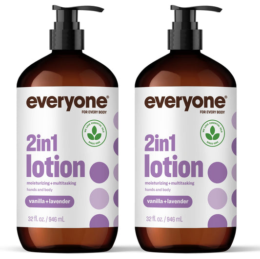 Everyone 2-in-1 Lotion for Hands/Body, 32 ounce (Pack of 2) Vanilla and Lavender made for Men and Women