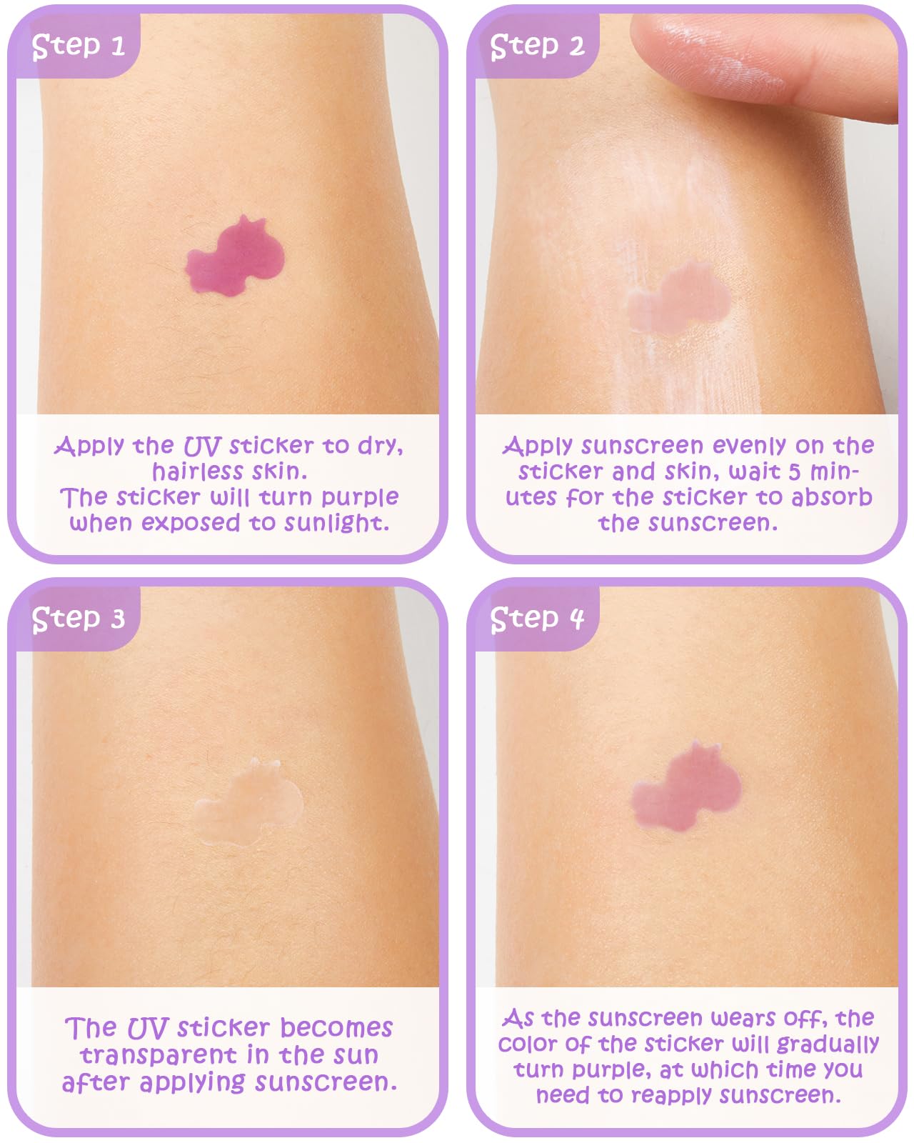 UV Detection Stickers for Sunscreen - 160 Count UV Detection Stickers, Know When to re-Apply Sunscreen, Sun Protection Reminder, 8 Cute Pattern Types