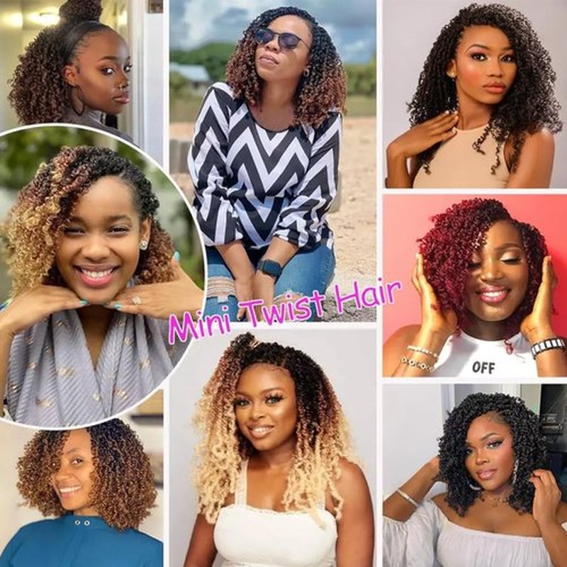 Fovbuty Ombre Ginger Yanky Twists Crochet Hair 8inch 9 Bundles/Lot Yanky Twist Passion Twist Crochet Hair Pre Looped Spring Twist Crochet Hair Kinky Twist Crochet Hair for Women 1B/350# 9pcs
