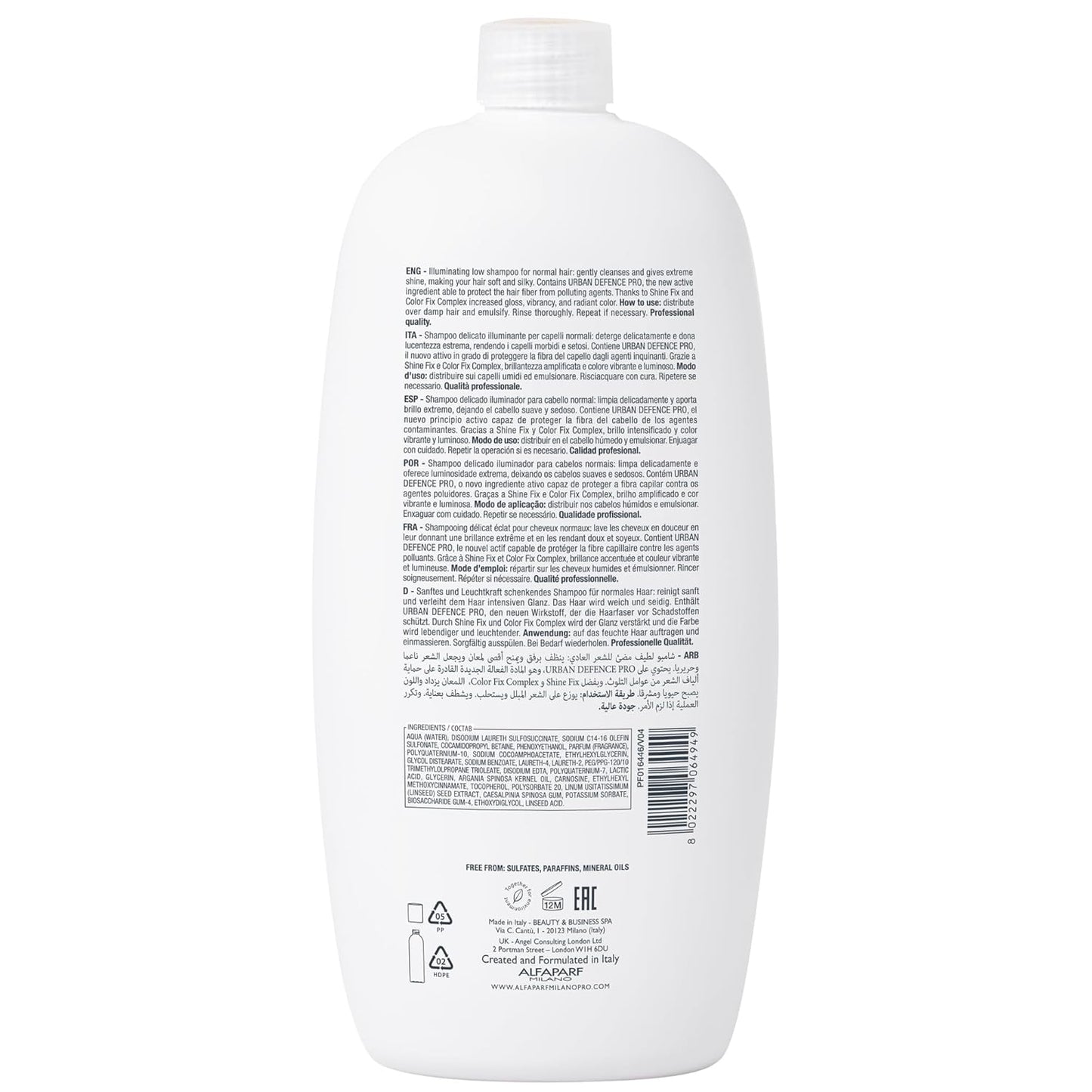 Alfaparf Milano Semi Di Lino Diamond Shine Illuminating Sulfate Free Shampoo - Adds Gloss and Shine - Paraben and Paraffin Free - Safe on Color Treated Hair - Professional Salon Quality