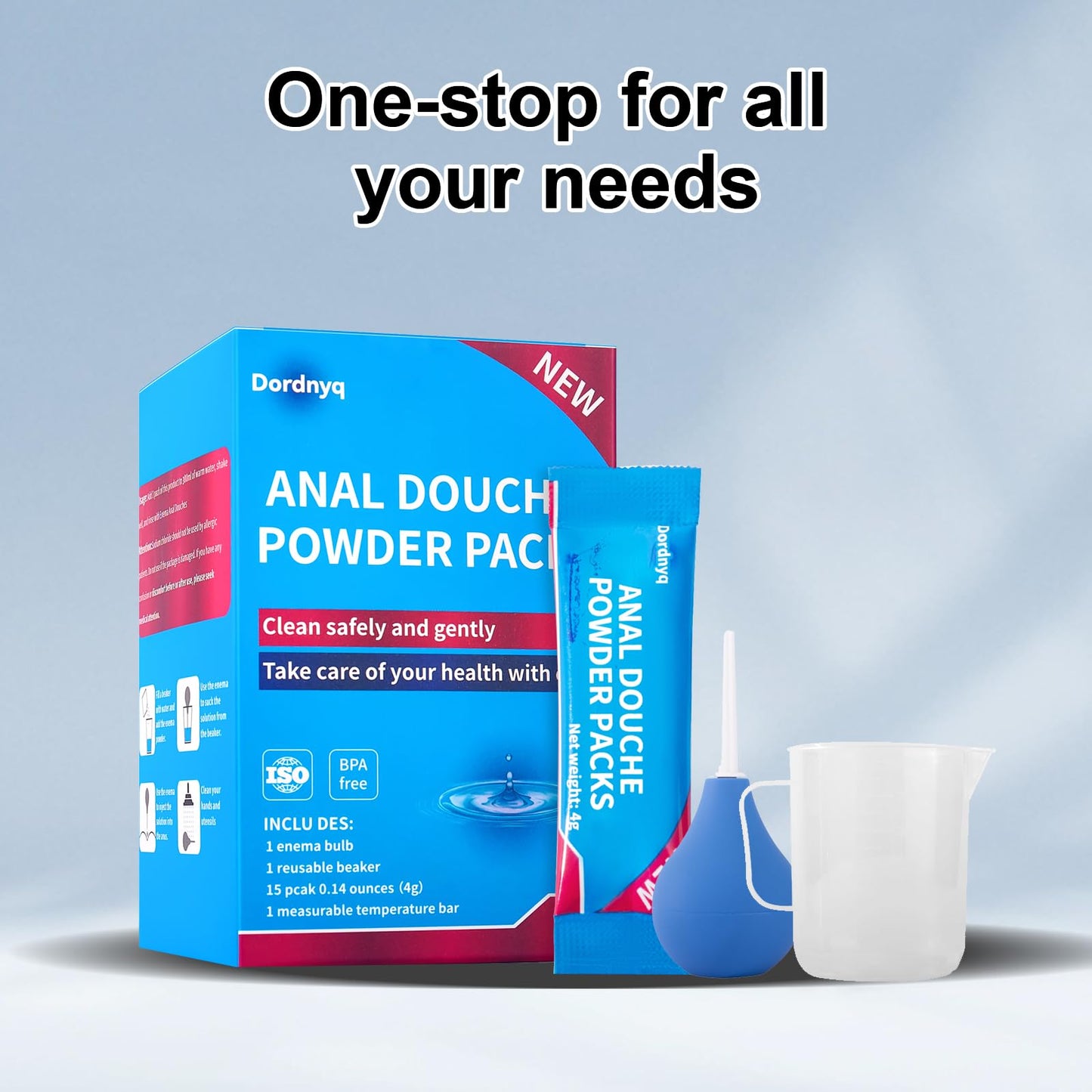 Anal Douche Powder Anal Cleaner Shower Enema nal Cleaner pH Balanced Includes rinsing Beaker and 12 Packs of Anal Douche Powder