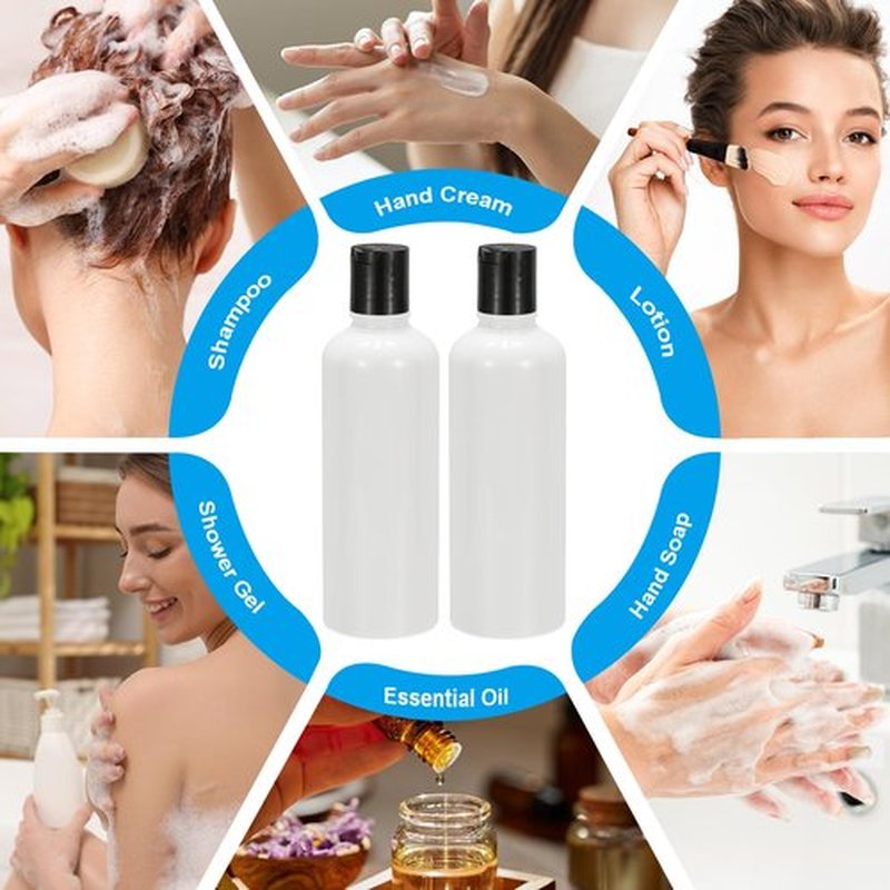 PATIKIL Travel Bottles with Disc Cap, 6 Pcs 3.4 Oz(100ml) Leak Proof Refillable Empty Dispenser Container Squeeze Bottle for Shampoo Toiletries Lotion Cream, White