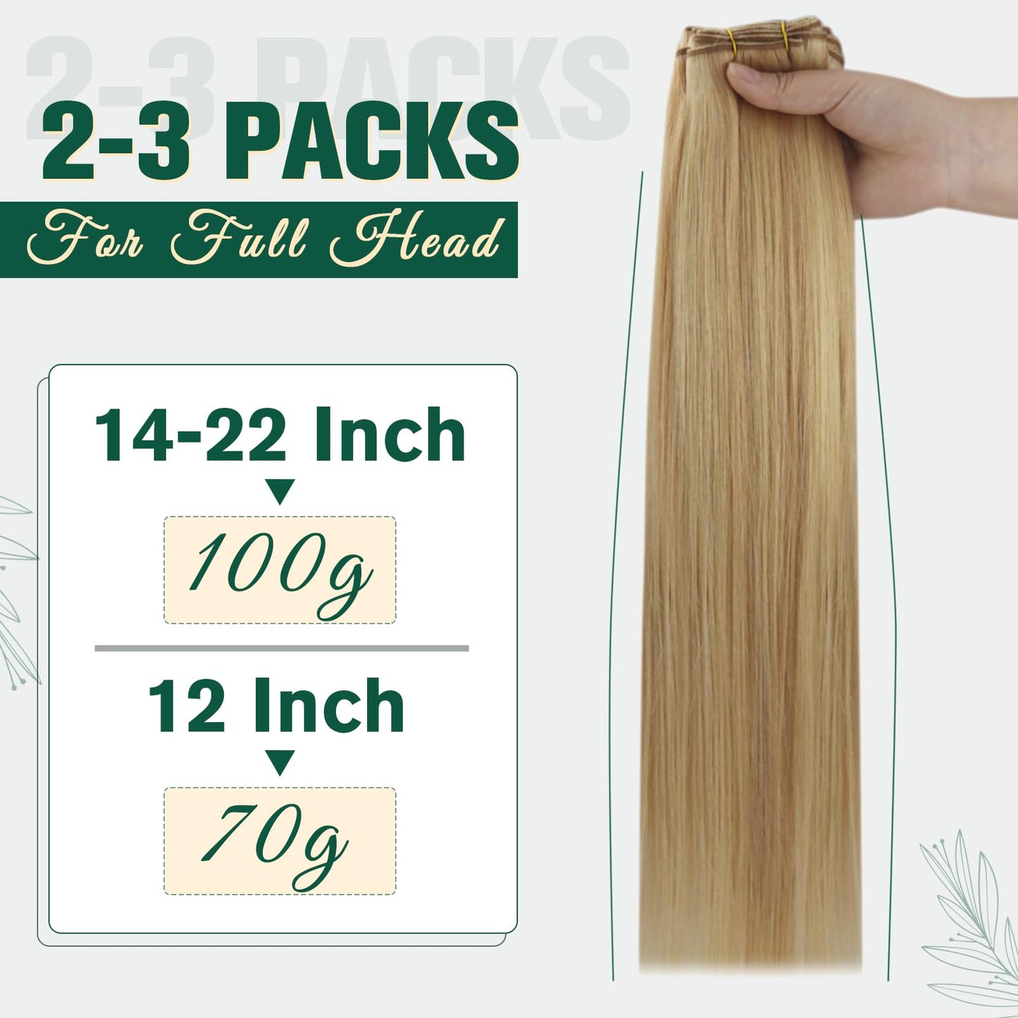 RUNATURE Blonde Weft Hair Extensions Human Hair Straight Remy Hair Weft Extensions Golden Blonde with Platinum Blonde Double Weft Sew in Human Hair Extensions Thick Full Ends 12 Inch 70g
