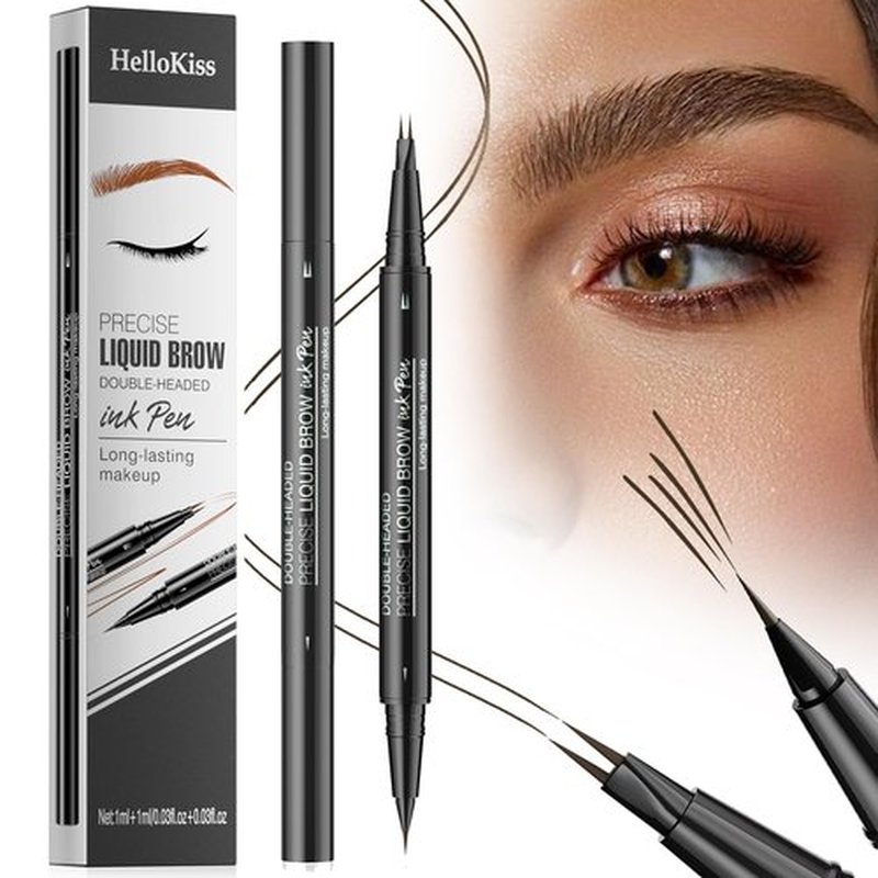 Eyebrow Pen - Eyebrow Pencil, Brow Pencil 2-in-1 Dual-Ended Microblading Eyebrow Pencil with Micro-Fork-Tip & Precise Brush-Tip Crease Natural Hair-Like Brows, Last All-Day (04 Black Brown)