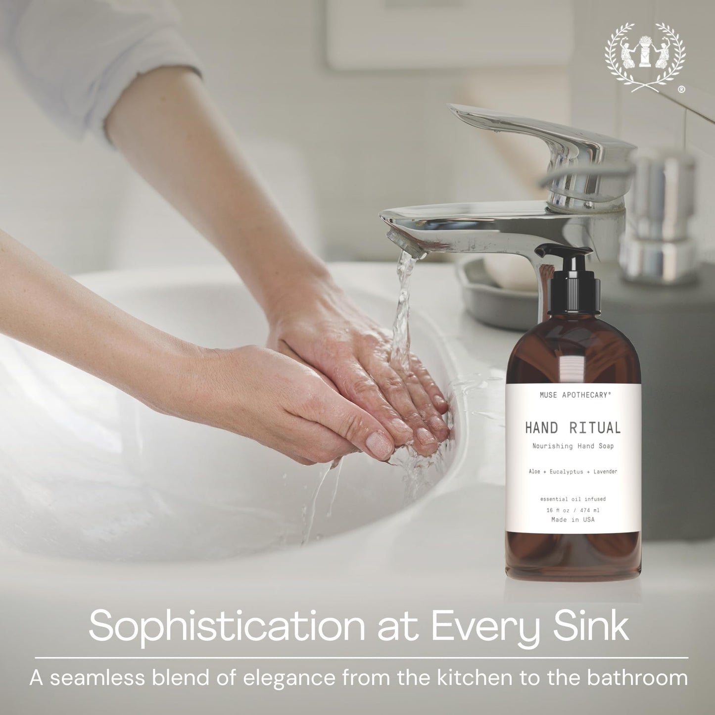 Muse Apothecary Hand Ritual - Aromatic and Nourishing Hand Soap, Infused with Natural Aromatherapy Essential Oils - USDA Certified Biobased - 16 oz, Fleur du Lavender, 3 Pack