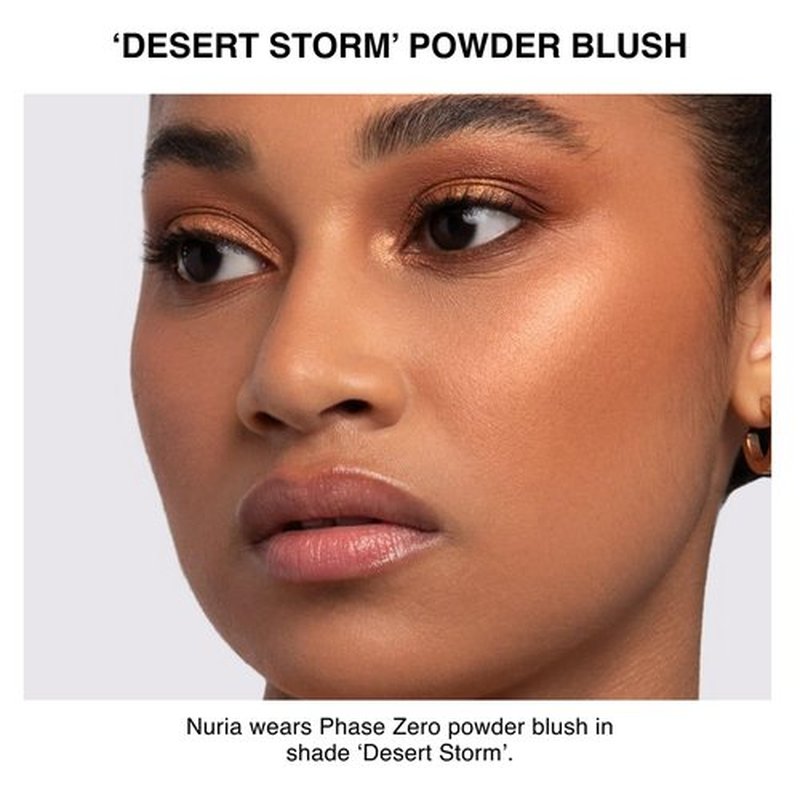 Phase Zero Makeup Powder Blusher - "Desert Storm" - 4g / 0.141 oz - Full Coverage, Natural Blush - Soft, Buildable Pink, Coral, Peach & Golden Hues