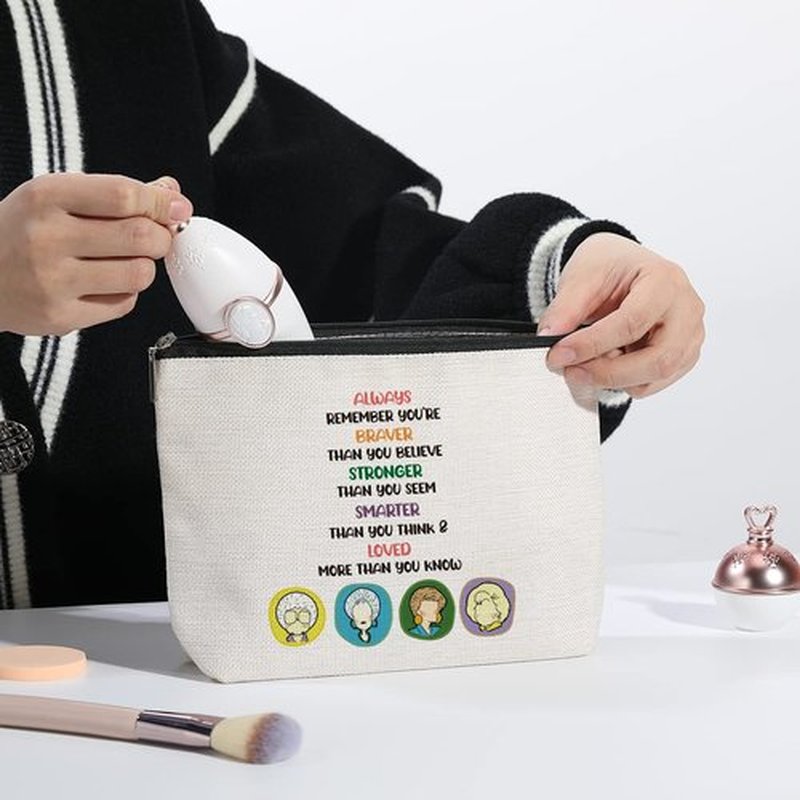kdxpbpz Golden Inspired Gifts for Women, Golden TV Show Fans Gift, Golden Inspired Makeup Bag, Travel Toiletry Makeup Organizer Zipper Pouch - You Are Braver Stronger Smarter Than You Think
