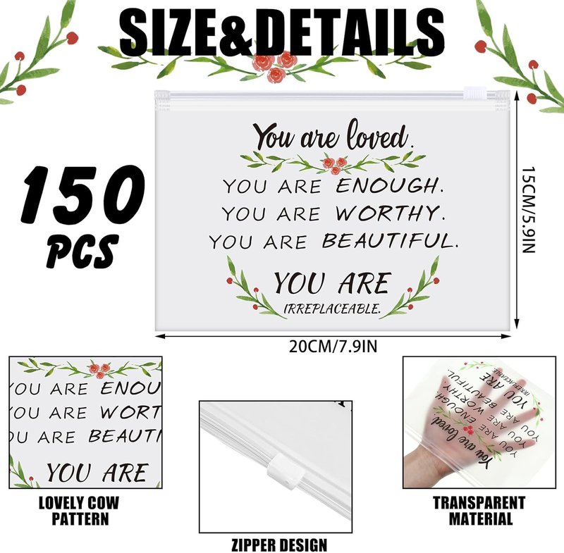 Inspirational Makeup Bags for Women - 150 Pcs Rainbow Toiletry Pouch Set | Perfect for Gifts, Parties & More