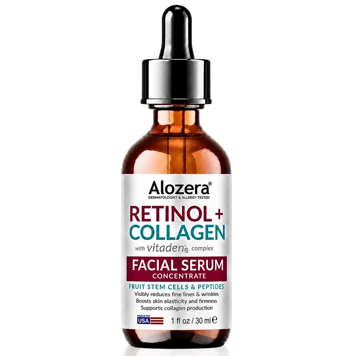 ALOZERA Retinol Collagen Serum for Face & Neck, Anti Aging Serum for Women with Peptides, Hyaluronic Acid, Ceramides & Stem Cells, Firming Face Serum for Wrinkles & Fine Lines, Day & Night