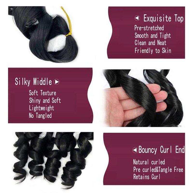 8 Packs French Curly Braiding Hair 18 Inch Loose Wave Spiral Curly Crochet Hair for Black Women Pre Stretched Braiding Hair with Curly Ends, BUG#