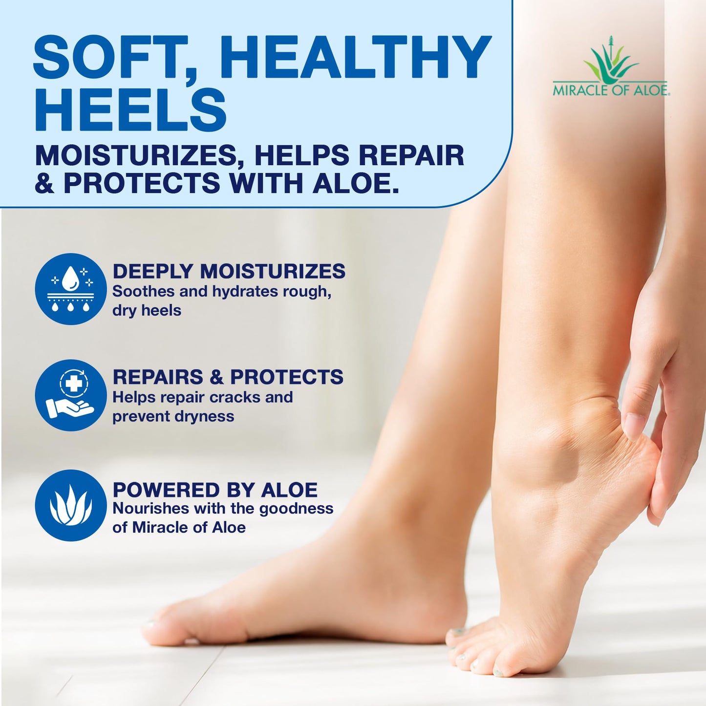 Heel Balm for Dry Cracked Feet - Miracle Heel Stick for Cracked Heel Repair - Heel Balm Stick for Cracked Heel Treatment - Formulated with Pure Aloe Vera, Tea Tree Oil, Shea & Cocoa Butters | 2.5 oz