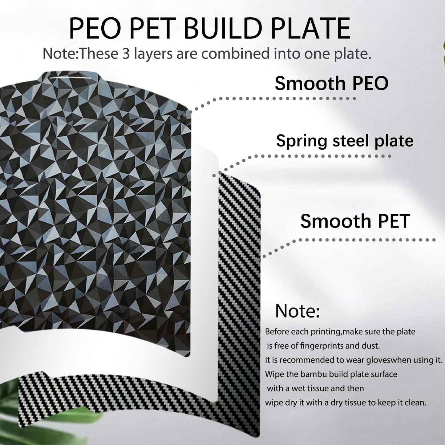 Sahvaim 3D Printer Platform PEO PET Bambu Lab Build Plate for Bambu Lab X2D/P2S/P1S/P1P/A1/X1C/X1/X1E,257x257mm Diamond +Carbon Fiber Spring Steel Plate Sheet Flexible 3D Printing Bed Plate