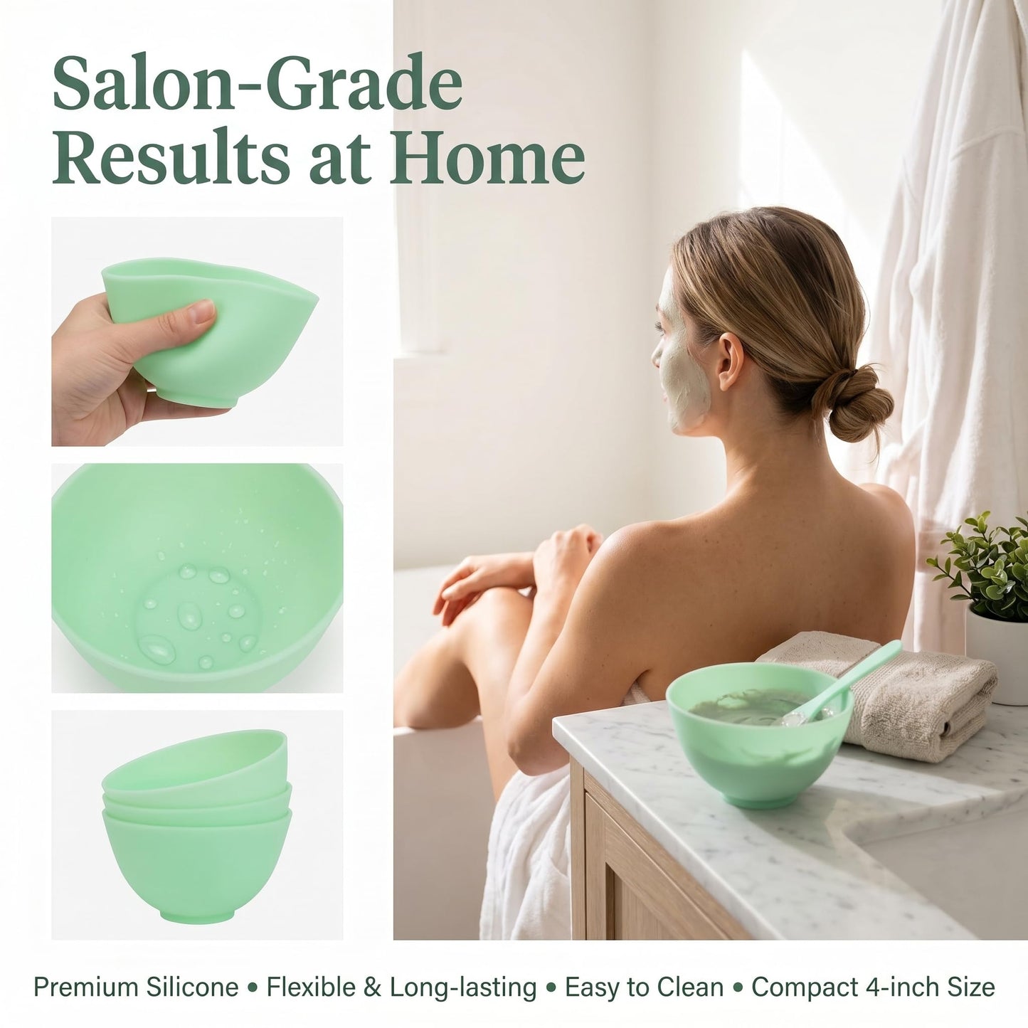 FOMIYES Silicone Facial Mask Bowl 5-Pack Silicone Diy Skincare Bowls 4 Inch Salon Spa Face Skin Applicator Bowls for Home Beauty Treatments and Mask Stirring