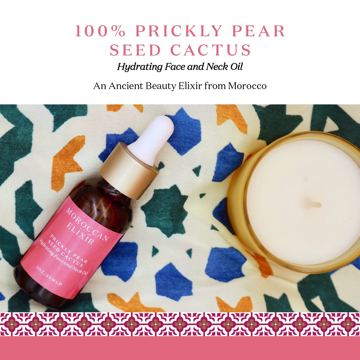 Moroccan Elixir Prickly Pear Face & Neck Cactus Oil For Woman | Restore Aging, Increases Hydrating, & Supports Skin Health | Enriched with Antioxidants, Minerals & Vitamin K | 1 oz
