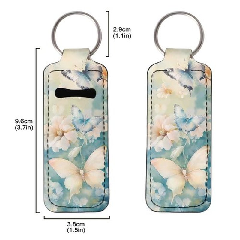 SEANATIVE Butterfly 5 PCS Lipstick Holder Keychain Chapstick Case Keychain Lip Balm Portable Sleeve Organizer Holder Cute Mini Keychain Chapstick Holder for Women