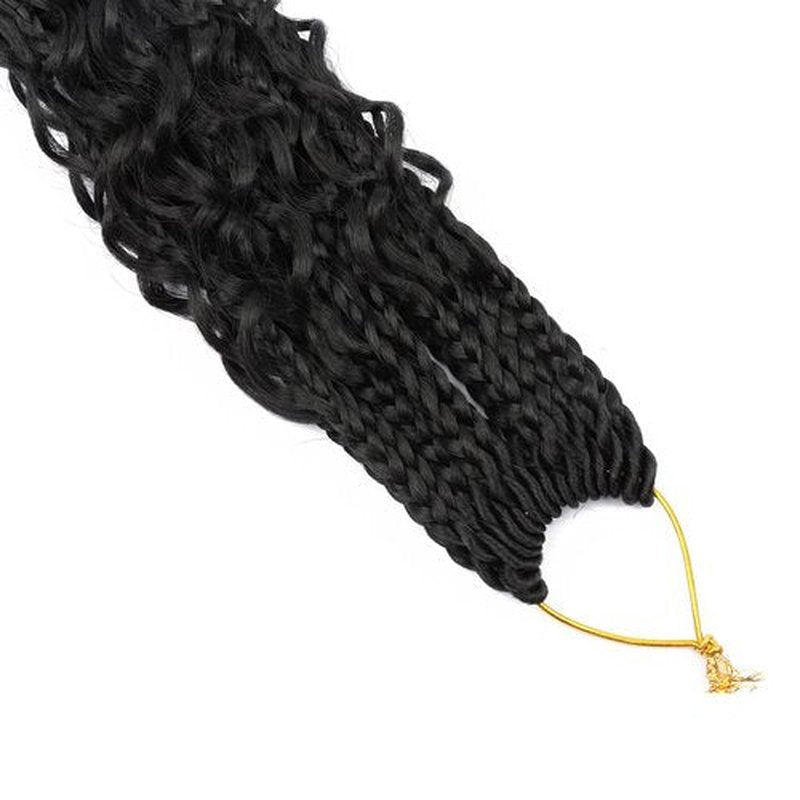 Goddess Box Braids Crochet Hair 12 Inch Boho Box Braids 8 Packs Crochet Box Braids for Black Women Pre-looped Bohemian Box Braids Crochet Braids Curly Ends Synthetic Braiding Hair Extension 1B