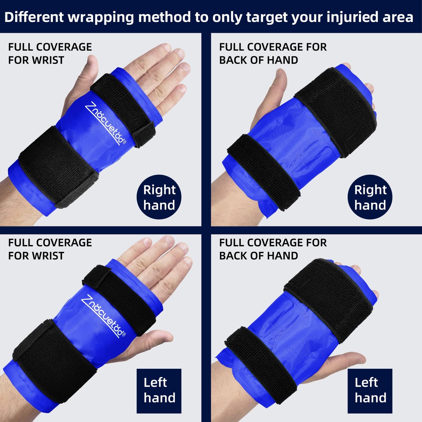 Wrist Hand Ice Pack Wrap 2 Pack-Reusable Gel Hot & Cold Therapy for Wrist Elbow Hand Pain Relief from Carpal Tunnel, Soreness,Rheumatoid Arthritis, Tendonitis,Swelling, Bruises & Sprains