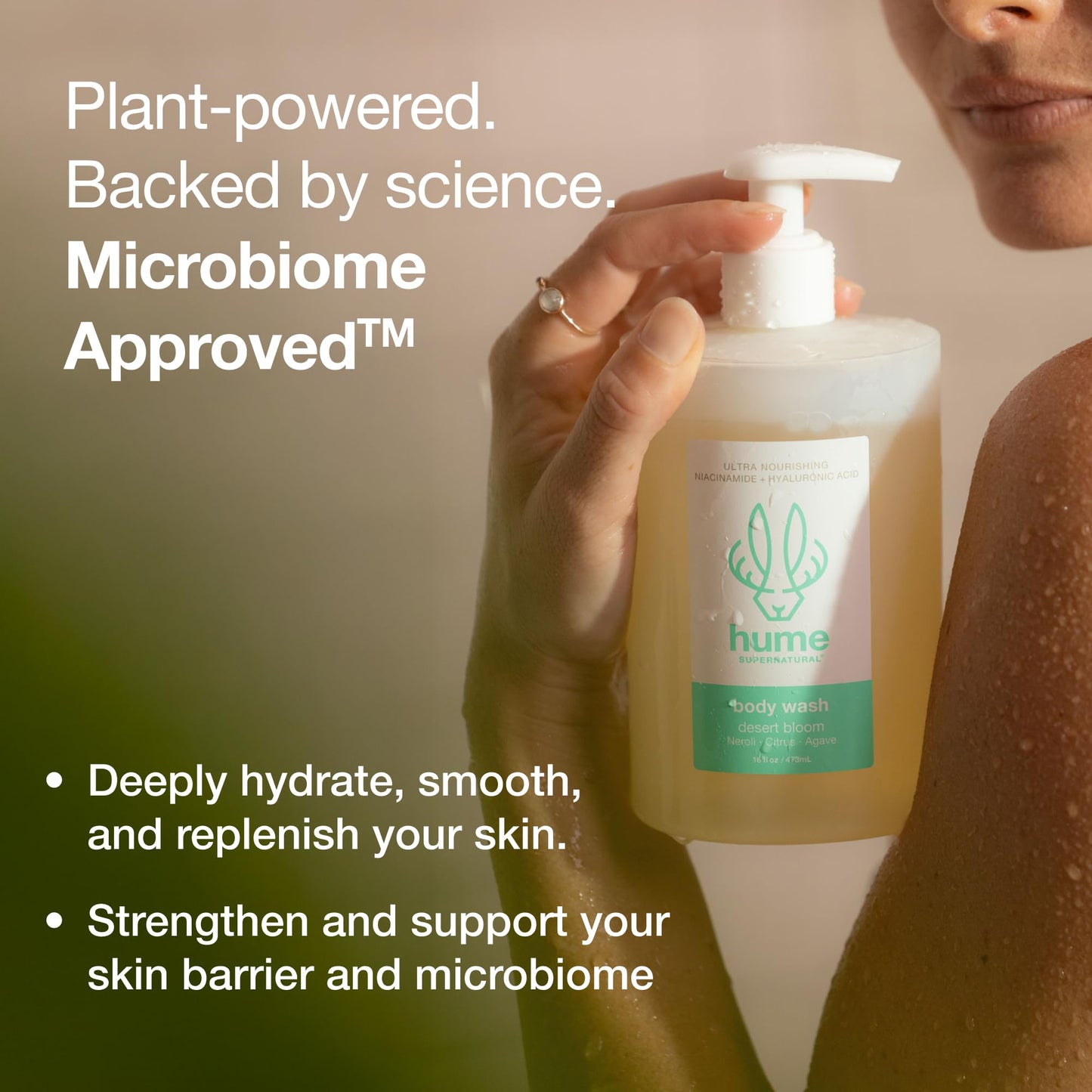 HUME SUPERNATURAL Ultra Nourishing Body Wash, Desert Bloom, 16 fl oz - Cleanse, nourish and replenish skin with Niacinamide, Hyaluronic Acid, and Prebiotics. Free from Sulfates, Parabens, Phthalates