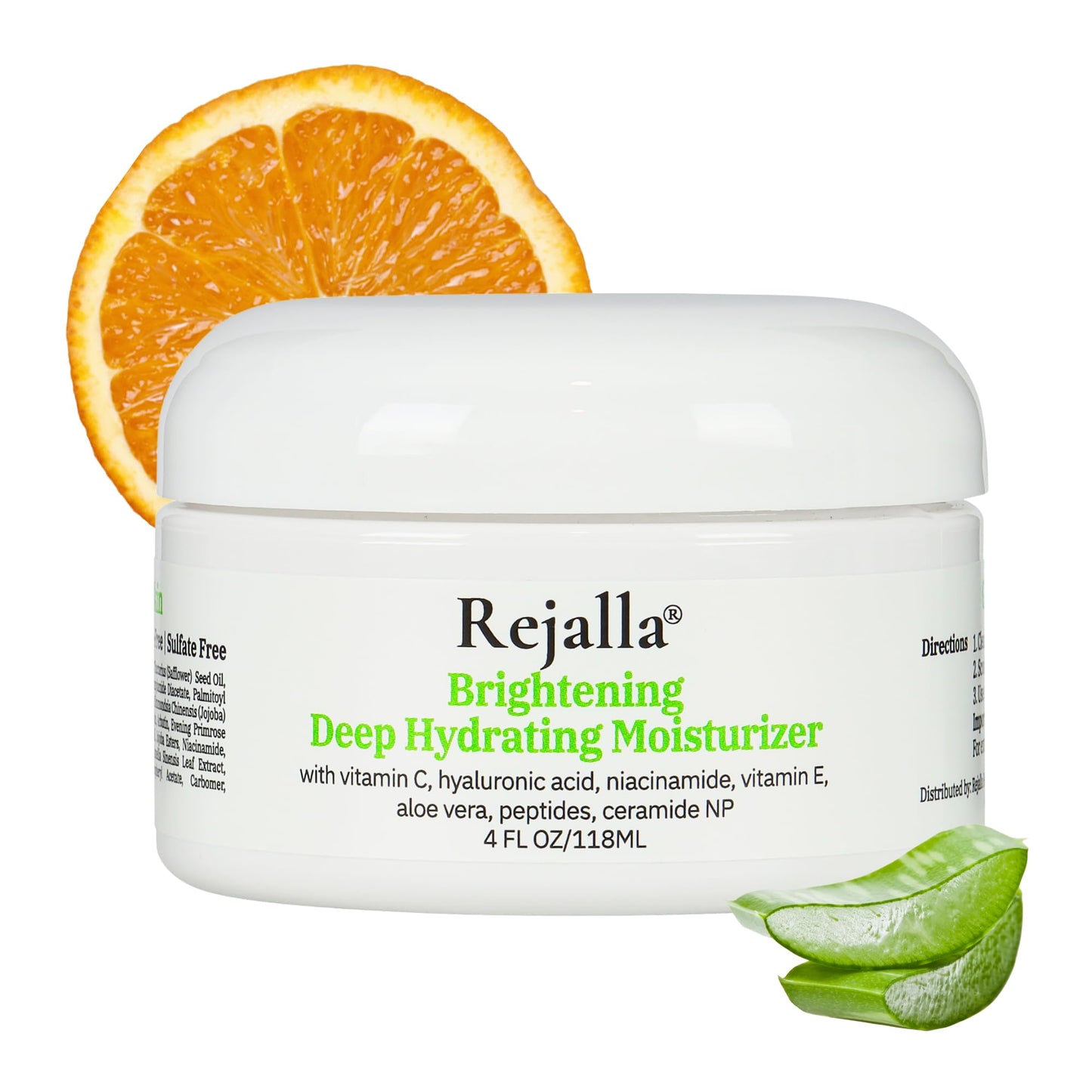 Rejalla - Face Moisturizer for Women - Vitamin C Hyaluronic Acid Anti Aging Face Cream with Niacinamide Peptides Ceramides Collagen - Luminous Hydrating Facial Cream for Dry Mature Aging Skin - 4 oz