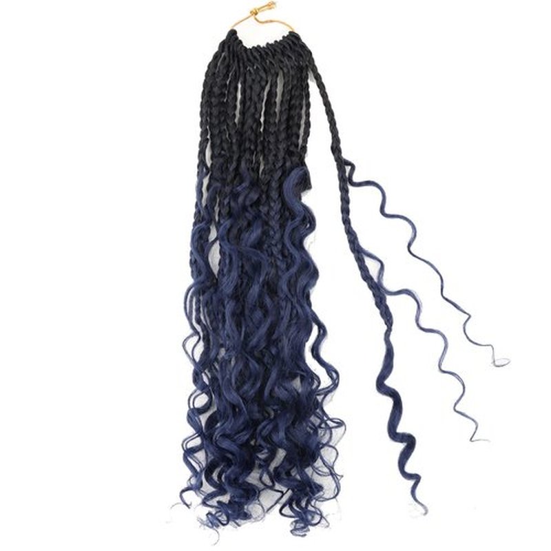 LMZIM 14 Inch Goddess Box Braids Crochet Hair Bohomian Crochet Box Braids Curly Ends 8 Pack 3X Crochet Braids Synthetic Braiding Hair Extension (14inch, 2/3#)