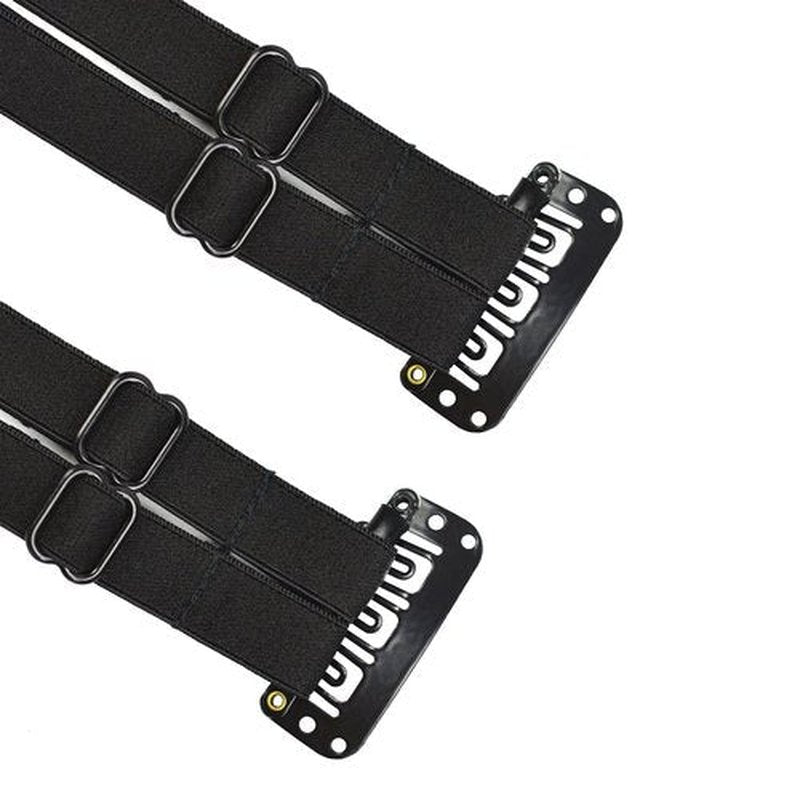 YTBYT 2 Pcs Facelift Bands with Clips Invisible Face Stretching Lifting Strap Adjustable Elastic Band Face Slimming Band (24cm Black Double Bands)