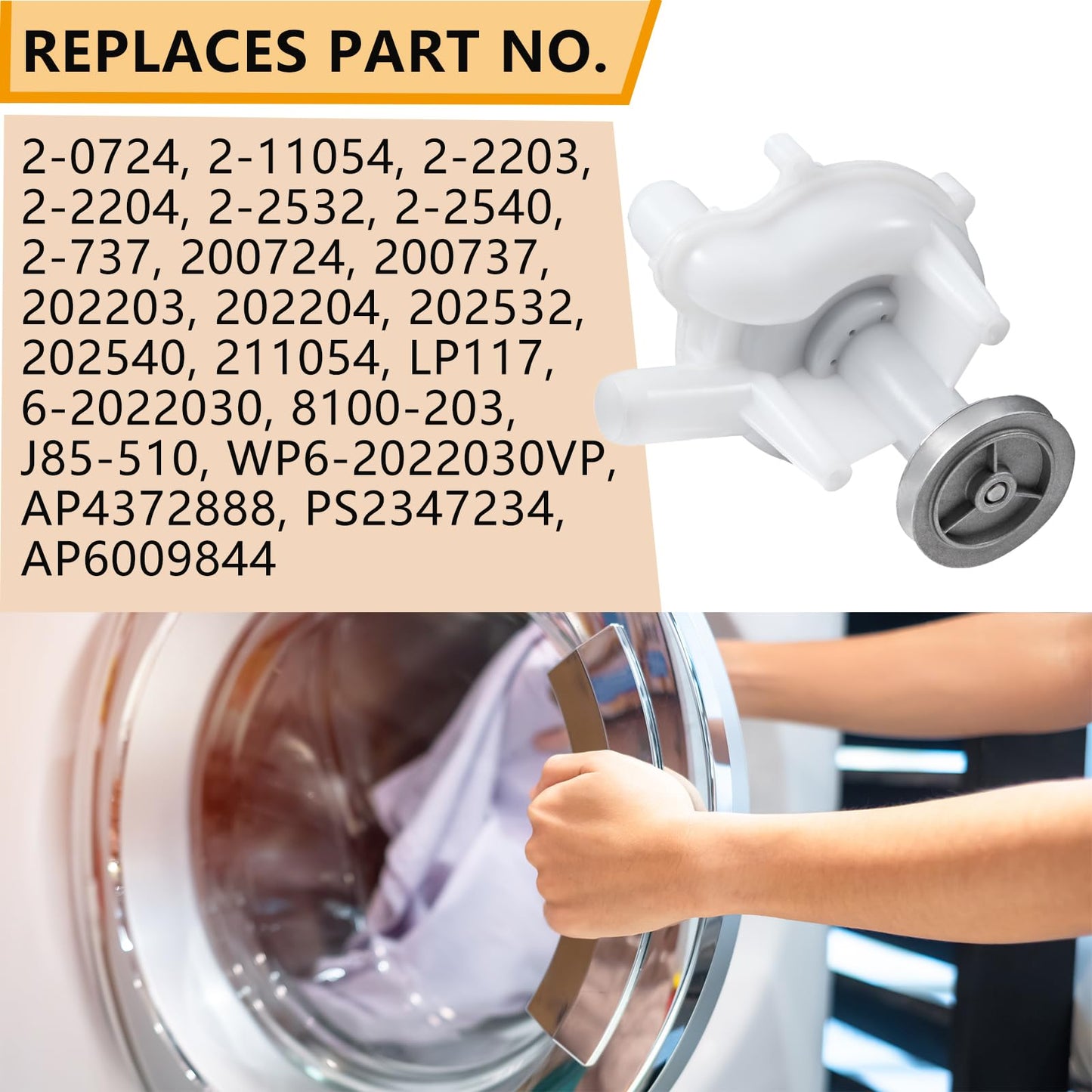 202203 Washer Drain Pump - Replacement for Whirlpool Maytag KitchenAid Kenmore Washers Replaces Part 2022030 WP6-2022030VP 202204 202532 AP4372888 PS2347234 6-2022030