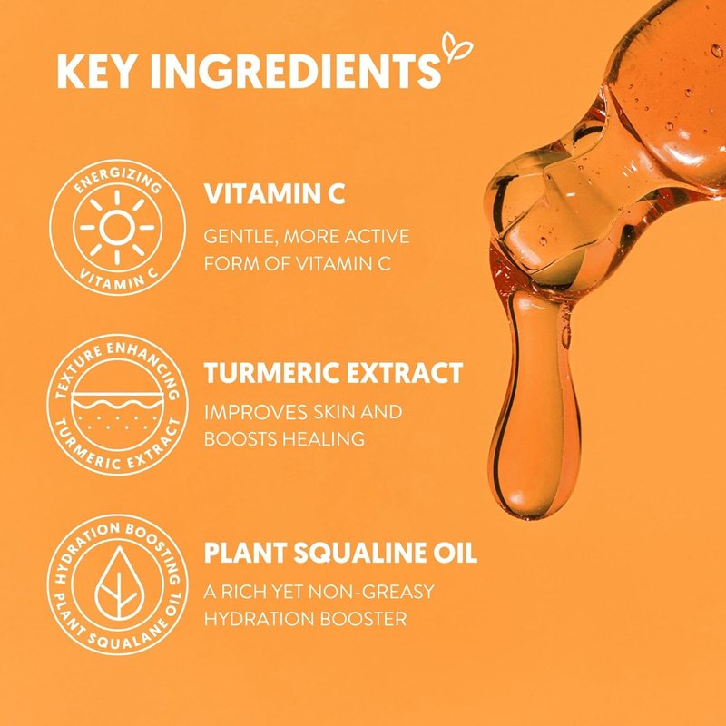 Hydrating Face Oil - Vitamin C, Turmeric & Plant Squalane for Radiant Skin | 1 Fl Oz