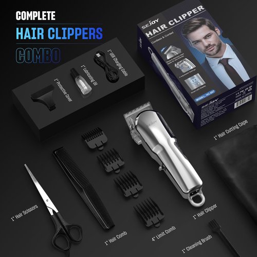 Hair Clippers for Men, Cordless Barber Hair Grooming Kit, Professional Hair Trimmer, Beard Trimmer,Rechargeable Home Haircut for Men Women Kids Children LED Display USB Rechargeable Gold&Silver